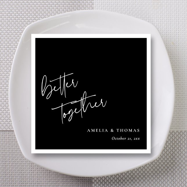 Modern Meets Classic: Personalised Better Together Napkin (Classic 'Better Together' Script Wedding Reception Napkins)