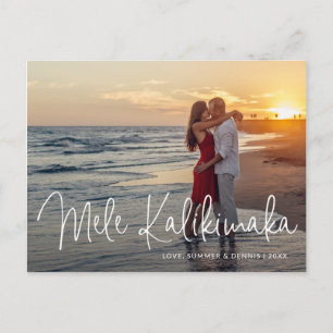 Modern Mele Kalikimaka Beach Photo Christmas Holiday Postcard