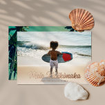 Modern Mele Kalikimaka Palm Trees Back Full Photo<br><div class="desc">Looking for beach themed Christmas cards to send to family and friends? These photo cards are perfect! They feature a full bleed horizontal photo template and modern typography reading, "Mele Kalikimaka" in real foil. There is a white gradient photo overlay toward the bottom which allows the text to stand out....</div>