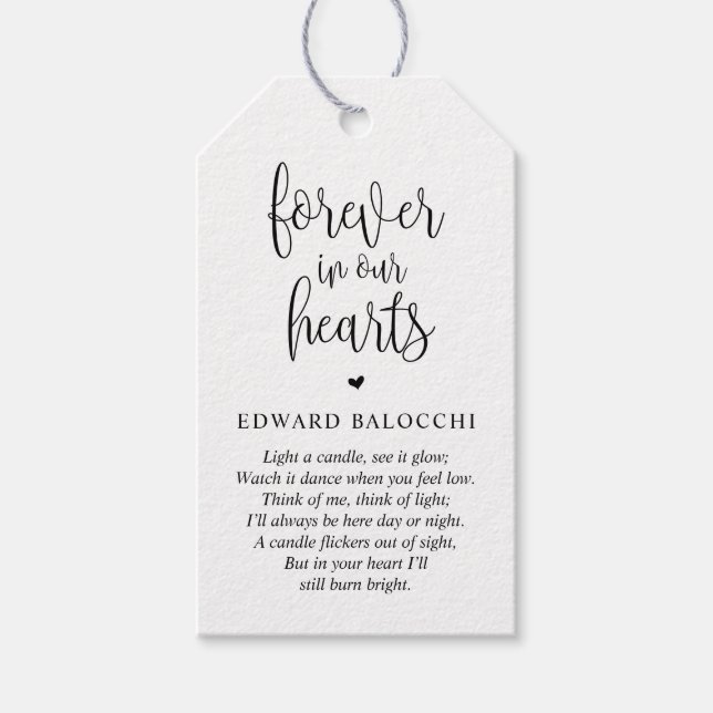 Modern, Memorial Candle, Funeral Service Tag (Front)