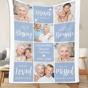 Modern Memorial Family Personalised Photo Collage  Fleece Blanket