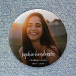 Modern Memorial | Forever Loved Funeral Tribute 6 Cm Round Badge<br><div class="desc">Modern, simple photo memorial funeral button to celebrate the life of your loved one in a modern minimalist design style. The template design can easily be personalized with your own photo and text to create a special tribute to your loved one or as part of thier funeral, memorial or celebration...</div>