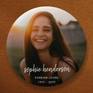 Modern Memorial   Forever Loved Funeral Tribute 6 Cm Round Badge