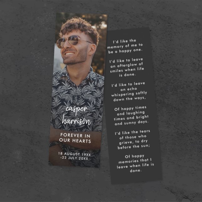Modern Memorial Funeral Poem Mini Bookmark Card (Creator Uploaded)