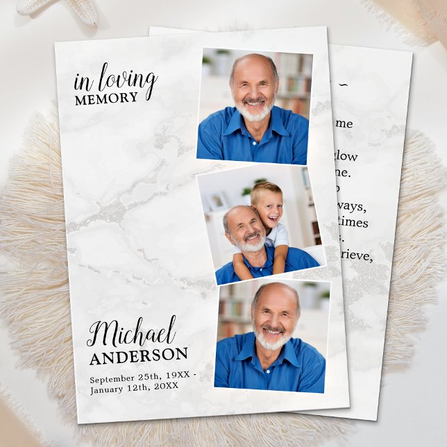 Modern Memorial Funeral Prayer Card 3 Photo  (Creator Uploaded)