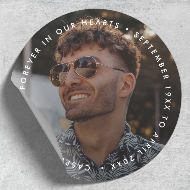 Modern Memorial | Funeral Tribute Photo Classic Round Sticker (Creator Uploaded)