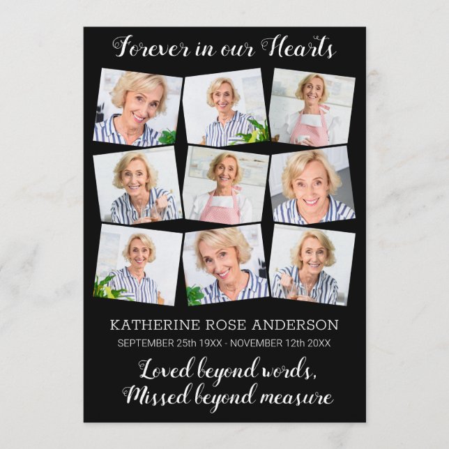 Modern Memorial Order Of Service 9 Photo Funeral Programme (Front)