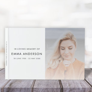 Modern Memorial Photo Elegant Funeral Guest Book