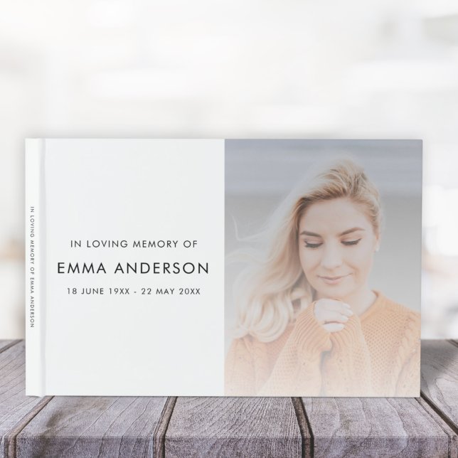 Modern Memorial Photo Elegant Funeral Guest Book (Creator Uploaded)