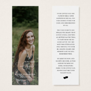 Modern Memorial Photo Funeral Poem Bookmark