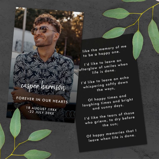 Modern Memorial Photo Funeral Poem Prayer Card (Creator Uploaded)