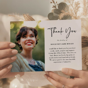 Modern Memorial Photo & Message Sympathy Thank You Card