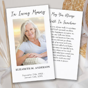 Modern Memorial Photo Sympathy Funeral Prayer Card