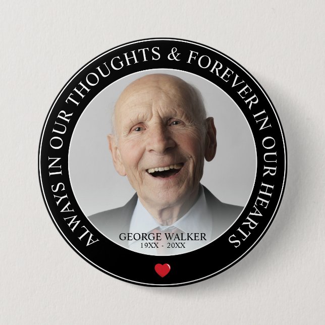 Modern Memorial Photo Tribute | Funeral 7.5 Cm Round Badge (Front)