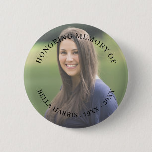 Modern Memorial Photo Tribute Keepsake Design 6 Cm Round Badge