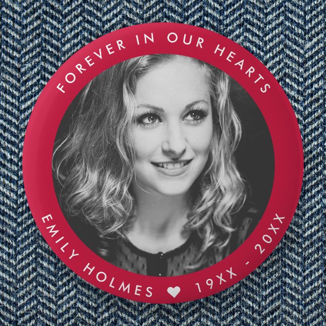 Modern Memorial | Pink Funeral Photo Tribute 6 Cm Round Badge (Creator Uploaded)