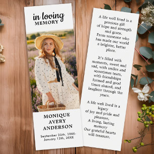 Modern Memorial Poem Funeral Prayer Bookmark