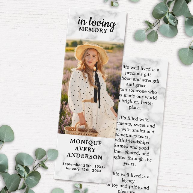 Modern Memorial Poem Marble Funeral Bookmark (Creator Uploaded)