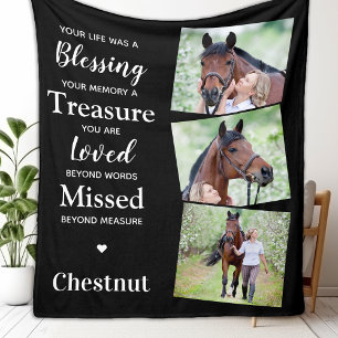 Modern Memorial Remembrance Personalised 3 Photo Fleece Blanket