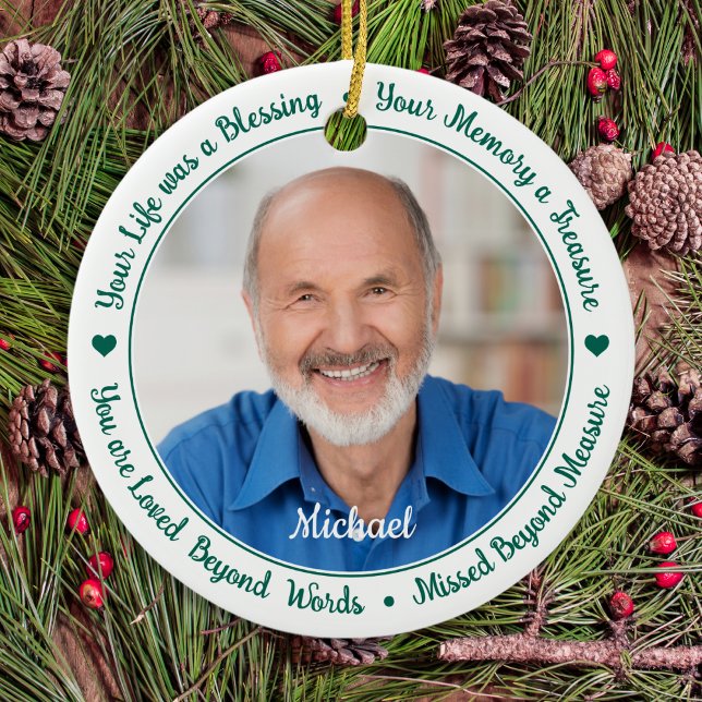 Modern Memorial Remembrance Poem 2 Photo Ceramic Tree Decoration (Creator Uploaded)