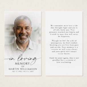 Modern Memorial Sympathy Funeral Photo Prayer Card