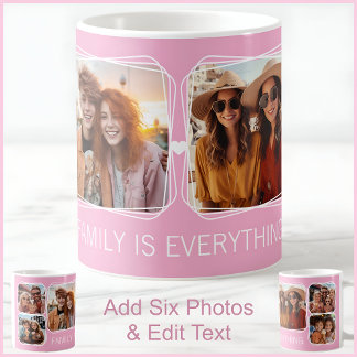 Modern Memory 6 Photo Collage Template Pink C90 Coffee Mug