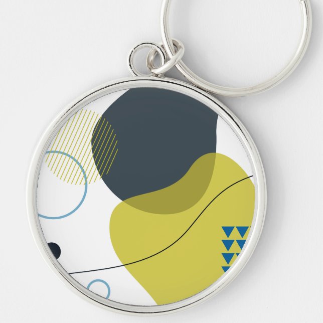 Modern, Memphis, cool, unique, trendy illustration Key Ring (Front)