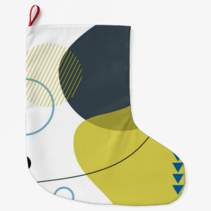 Modern, Memphis, cool, unique, trendy illustration Large Christmas Stocking