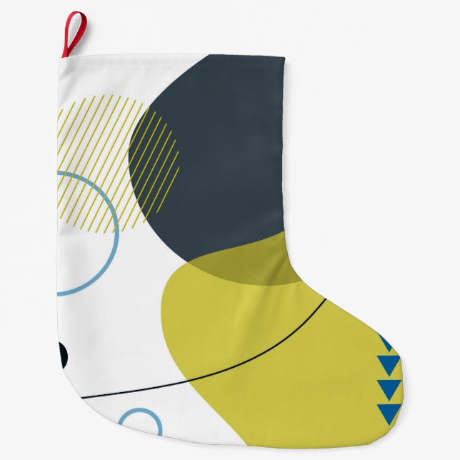 Modern, Memphis, cool, unique, trendy illustration Large Christmas Stocking (Front)