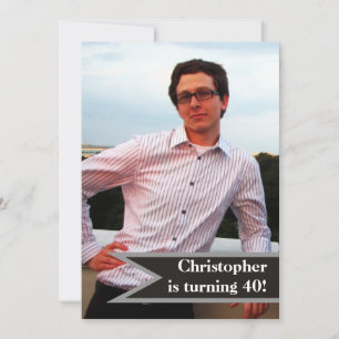 Modern men’s 40th birthday simple masculine photo invitation