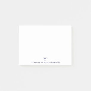 Modern Menorah Blessing Blue White Gold Graphic Post-it Notes