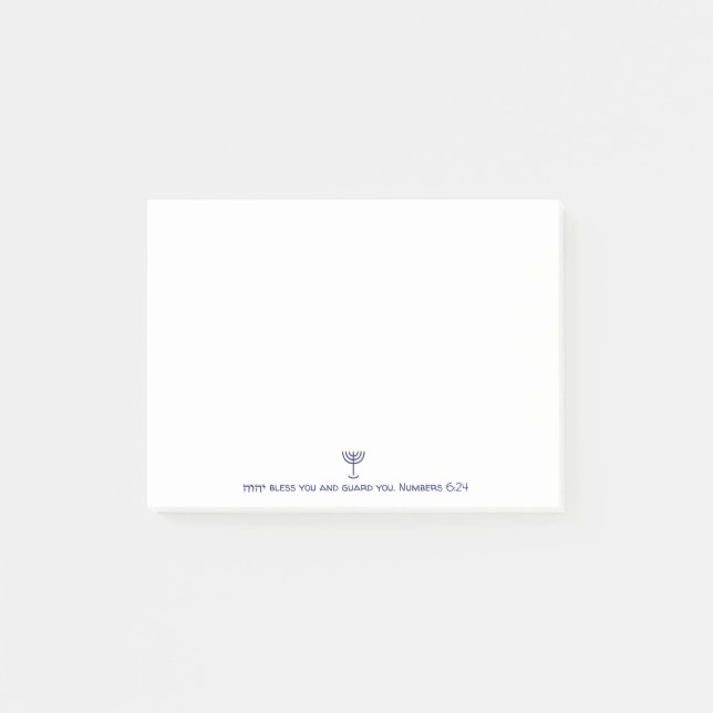 Modern Menorah Blessing Blue White Gold Graphic Post-it Notes (Front)