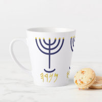 Modern Menorah Paleo Hebrew Blue Gold