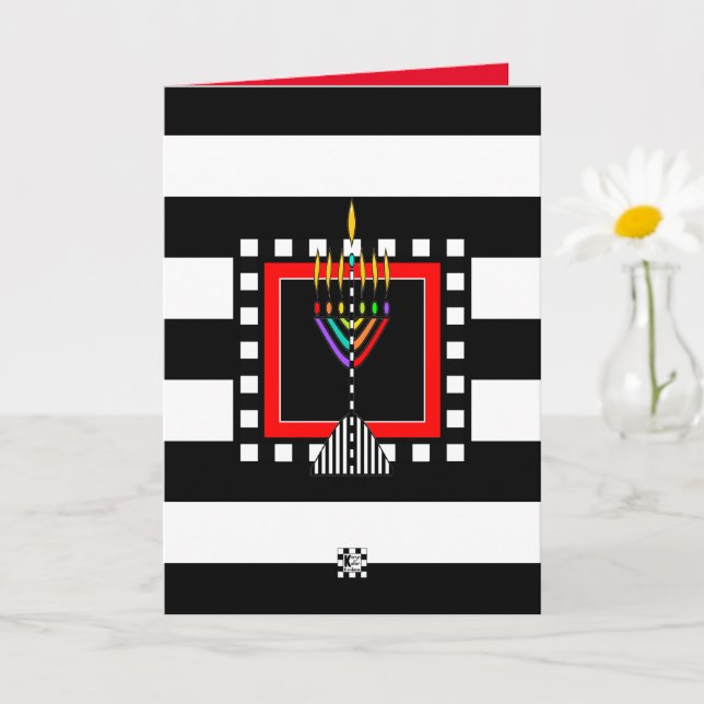Modern Menorah Shabbat Shalom Card (Small Plant)