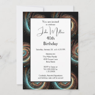 Modern Men's 40thi Birthday Party  Invitation