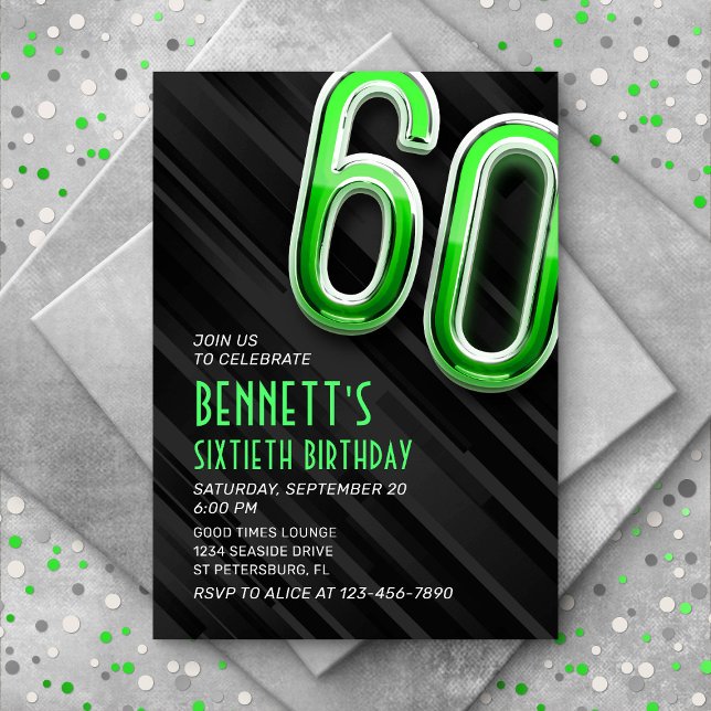 Modern Mens 60th Birthday Invitation (Creator Uploaded)