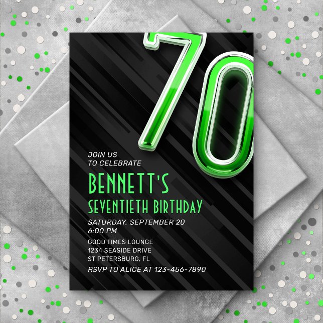 Modern Mens 70th Birthday Invitation (Creator Uploaded)