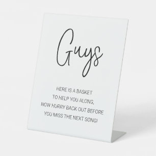 Modern Mens Bathroom Basket Wedding Pedestal Sign