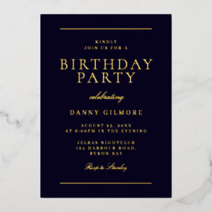 Modern Mens Birthday Party Black & Gold