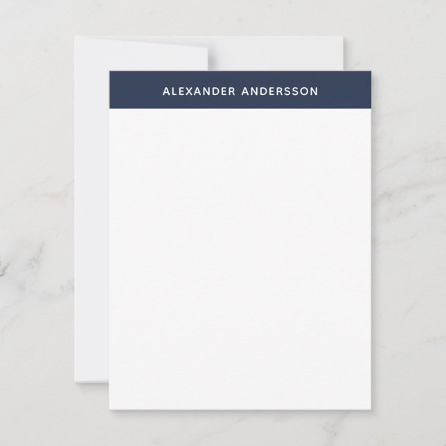 Modern Men's Blue Personalised Correspondence  Card (Front)