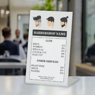 Modern Men's Hair Styles Drawing Barbershop Menu Pedestal Sign
