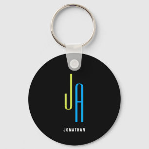Modern Men's Monogram Key Ring