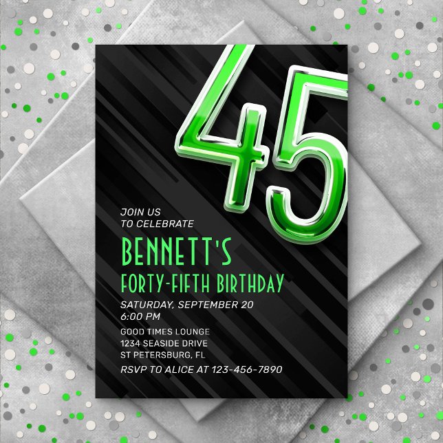 Modern Mensl 45th Birthday Invitation (Creator Uploaded)