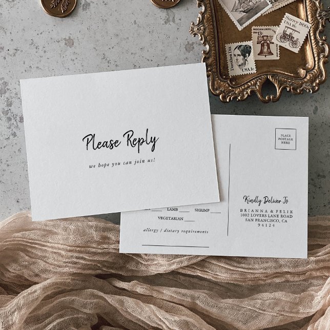 Modern Menu Choice RSVP Postcard (Creator Uploaded)