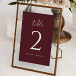 Modern Merlot Wedding Table Number<br><div class="desc">Merlot Wedding Table Numbers (Burgundy / Wine) - These modern table numbers feature a trendy handwritten style. Change your names and add individually to your cart.</div>