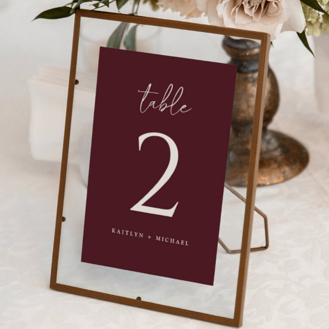 Modern Merlot Wedding Table Number (Creator Uploaded)