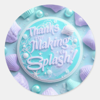 Modern Mermaid Birthday Stickers – Thanks for Maki