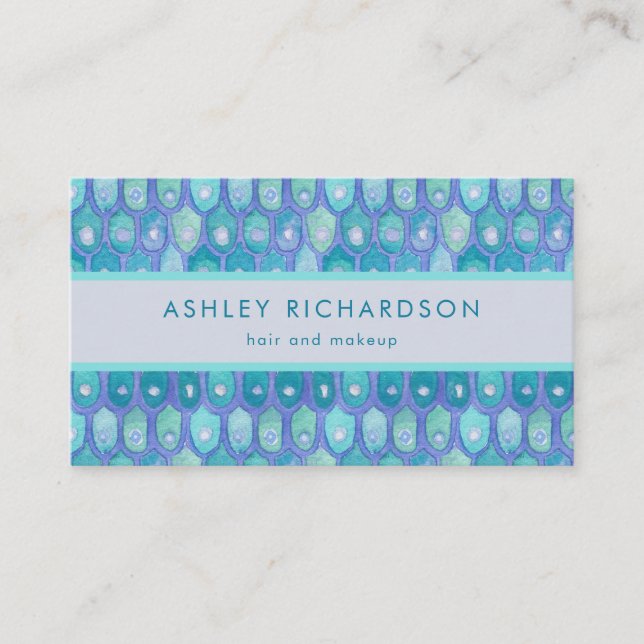 Modern Mermaid | Elegant Teal Business Card (Front)