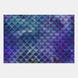 Modern  Mermaid Glitter Gift Wrapping Paper Sheets