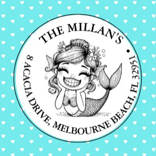 Modern Mermaid Pool Party  theme Self-inking Stamp